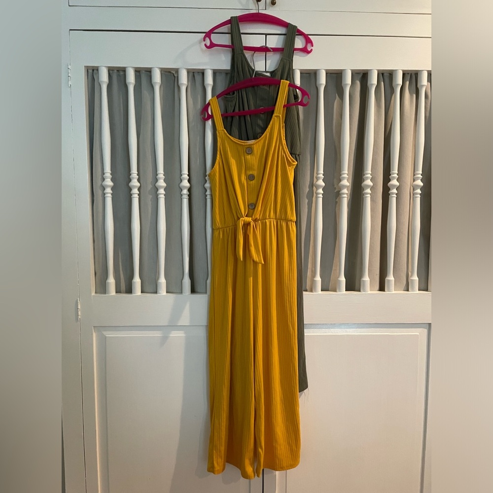 Gently used Bundle of 2 (Jenna & Jessie) Green and Yellow Jumpsuits